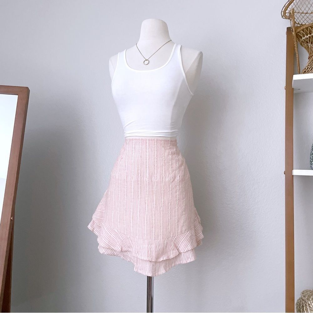 Linen Blend Striped Mini Skirt